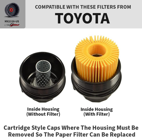 Oil Filter Wrench for Toyota Camry, Tundra, Tacoma, 4Runner, RAV4 and More - 64mm 14 Flute Precision CNC Machined Aluminum Oil Filter Removal Tool...