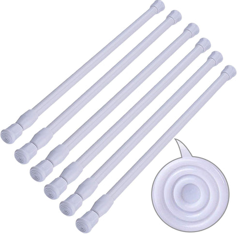 SIQUK 6 Pack Cupboard Bars Adjustable Spring Tension Rods White Refrigerator Bar Extendable Rod for DIY Projects, 12 to 20 Inches...