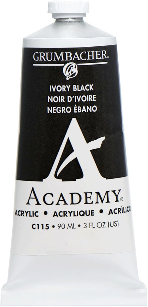 GRUMBACHER Academy Acrylic Paint, 90-ml, Ivory Black, 3 Ounces...