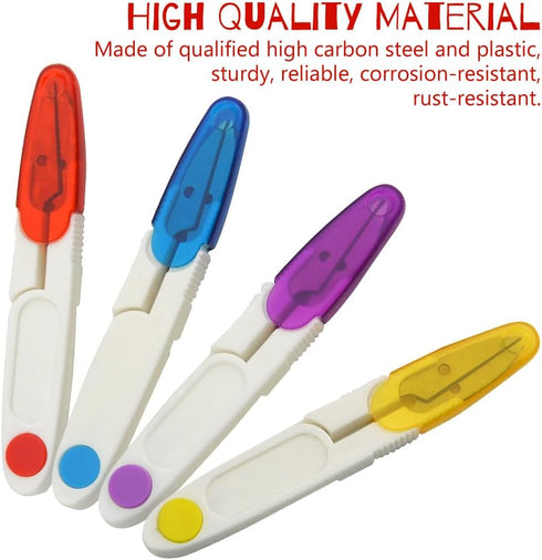 WMYCONGCONG 12 PCS U-Shaped Yarn Scissors Embroidery Thread Cutter Portable Scissors Trimming Nipper with Protective Cover for Arts Crafts Stitch ...