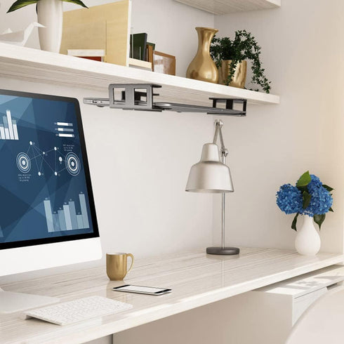 IFCASE Under Desk Laptop Mount, Metal Under Desk Shelf Holder for Laptop, Mac Mini, Macbook, Keyboard with Anti-Scratch Silicone (Silver)...