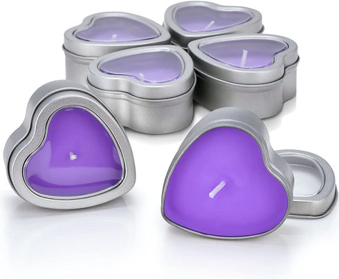 DEYBBY Large Heart Shaped Scented Tea Lights Candles, Smokeless Soywax —6 Hours Long Burning Lavender Purple Aromatherapy Candles for Relaxation, ...