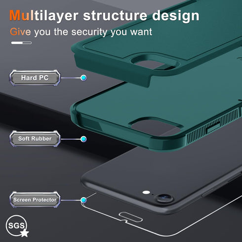 RMOCR for iPhone 8/7/SE 2022 2020 Case with Screen Protector,Military Grade Heavy Duty Shockproof Phone Cover with Wrist Lanyard Strap for iPhone ...