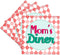 3dRose cst_151660_3 Moms Diner Sign on Red. Retro Hot Pink Turquoise Teal Blue 1950S Kitchen Mothers Day-Ceramic Tile Coasters, Set of 4...