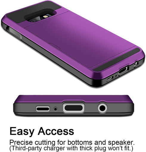 Vofolen Cover for Galaxy S10e Case Wallet Card Holder ID Slot Sliding Door Hidden Pocket Anti-Scratch Dual Layer Protective Hard Shell Rugged TPU ...