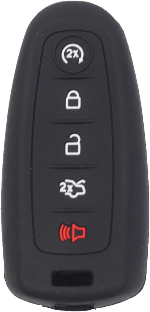 2pcs 5 Buttons Black Smart Key Fob Silicone Case Cover Protector Holder Jacket Compatible with Ford CMAX Escape Focus Edge Expedition Explorer Fle...