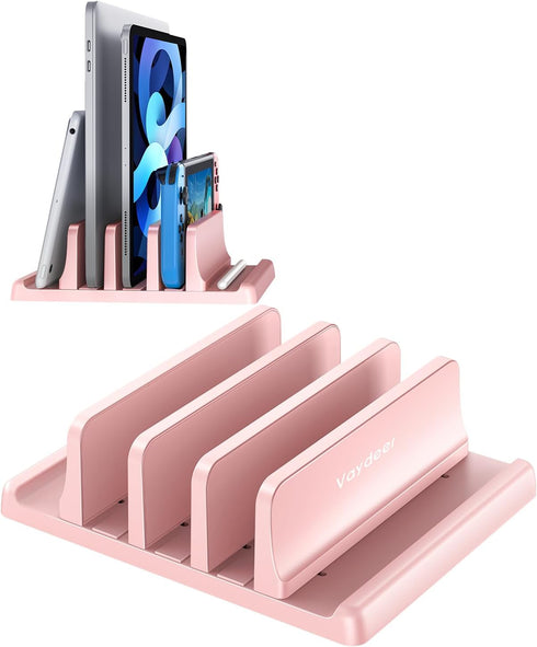 Vaydeer 3-Slot Vertical Laptop Stand Made of Premium ABS Plastics 5 in 1 Design Space-Saving Adjustable Desk Organizer for All MacBook/Chromebook/...