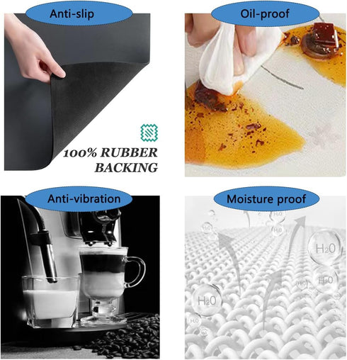 Black Coffee Bar Mat Dish Drying Mat for Kitchen Counter, 15.7"x19.7" Diatomite Super Absorbent Hide Stain Coffee Mat with Non-slip Rubber Backed,...