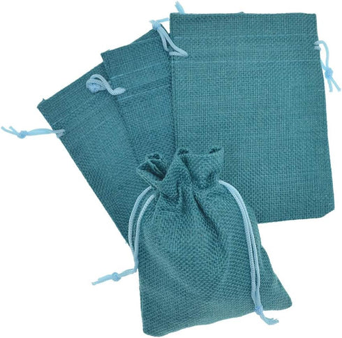 Burlap Bags with Drawstring, 2.7x3.5 Inch Jute Sacks Jewelry Candy Pouch Christmas Wedding Party Favor Gift Bags 20pcs (Peacock Blue)...