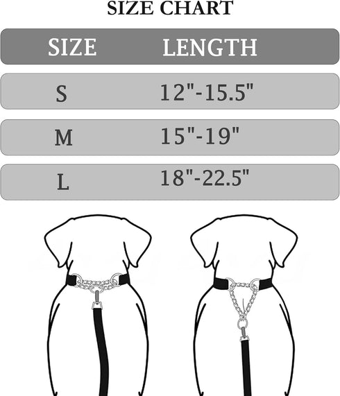 OOPSDOGGY Reflective Leather Martingale Dog Collar - Adjustable No Pull Stainless Steel Chain Training Collar for Small Medium Large Dogs Puppy (C...