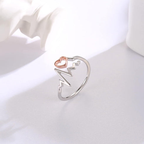 Sterling Silver Heartbeat Stethoscope Nurse Jewelry Set Ring Nurses Week Gift for Women Graduation Gifts for Nurse Doctor Medical Students Paramed...