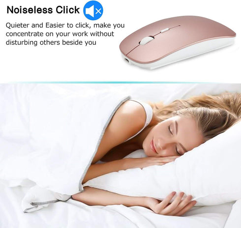 ShuGuoTu Wireless Mouse, 2.4G Slim Mute Silent Click Noiseless Optical Mouse with USB Receiver and Type C Adapter Compatible with Notebook, PC, La...