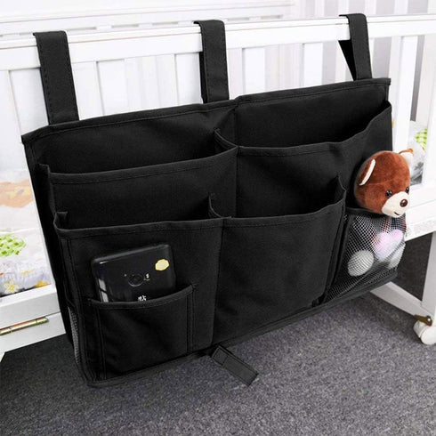 Bunk Bed Organizer, Bedside Storage Caddy, Hanging Pocket for Camp, Dorm Room, Hospital Bed Rail and More (Black)...