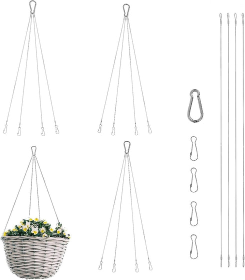 Chain for Hanging Plants, Hanging Basket Chains Replacement 4 Point 22" Heavy Duty Stainless Steel Wire to Hang Wooden Orchid Planter/Flower Pot/B...
