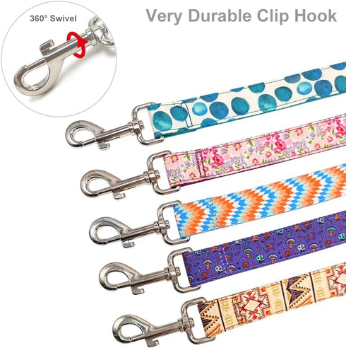 10FT Dog Leash, Strong Thick Nylon Pet Flat Leash with Cute Stylish Printed Pattern for Small Medium Large Dogs Walking Training...