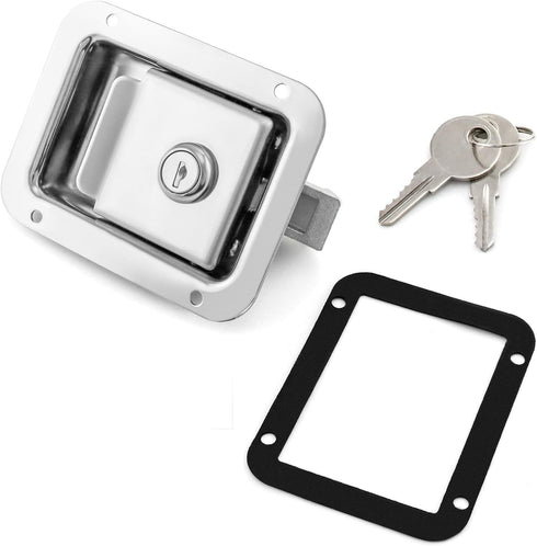 QWORK Travel Trailer Lock, 1 Pack, Stainless Steel Flush Mount Handle Latch Door Lock for Trucks, Tool Boxes, 1 Lock with 2 Keys...