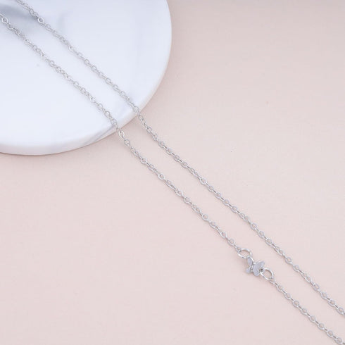 Crystal Butterfly Choker Necklace Rhinestone Butterfly Pendant Necklace Silver Butterfly Y Lariat Necklace Vintage Flower Chain Necklace Jewelry f...