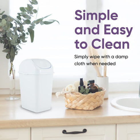 Superio Mini Desktop Trash Can with Swing Top Lid Portable Plastic Garbage Can for Countertop, Desktop, Make up Vanity, Bathroom, Car, Under Sink,...
