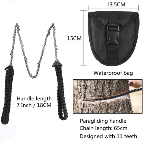 Pocket Chainsaw With Paracord Handle Survival Chain Saw Magnesium Fire Starter 20.5/32.6 Inches Garden Handle Hand Saw with Sharp Teeth Emergency ...