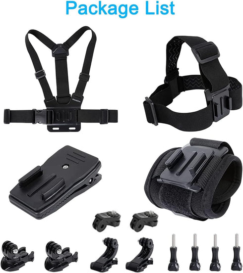 Accessories Kit for Insta360 One X4/X3/X2/X, One R, X and GoPro Hero 9,New Quick Release Head Strap Mount + Chest Mount Harness + Backpack Clip Ho...