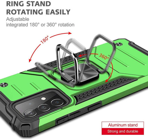 HNHYGETE Samsung A52 Case, Galaxy A52 5G Case, with HD Screen Protector, Shockproof Tough Rugged Hard Rubber Bumper with 360 Rotation Ring Kicksta...