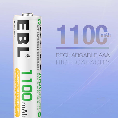 EBL Rechargeable AAA Batteries, 8 Pack 1100mAh NiMH Triple AAA Batteries and Individual AA AAA Battery Charger...