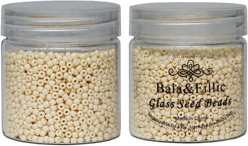 Beige Color 3mm Seed Beads About 4000pcs/110gms in Box 8/0 Glass Seed Beads for Jewelry Makings (Beige -Size 3mm)...