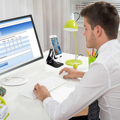 YOSHINE Cell Phone Stand, Upgraded Phone Stand for Desk, Adjustable Tablet Stand, Foldable Portable Aluminum Phone Holder, Cradle, Dock for All iP...