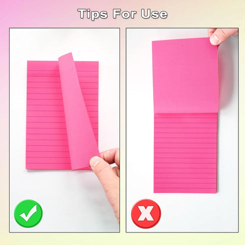 (9 Pack) Lined Sticky Notes 4x6 in Post Sticky Notes with Lines, 9 Bright Colors Large Ruled Post Sticky Colorful Super Sticking Power Memo Pads S...
