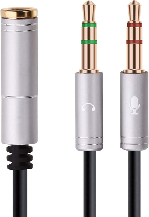 NANYI Headset Splitter Cable for PC 3.5mm Jack Headphones Adapter Convertors forPC 3.5mm Female with Headphone/Microphone Transform to 2 Dual 3.5m...