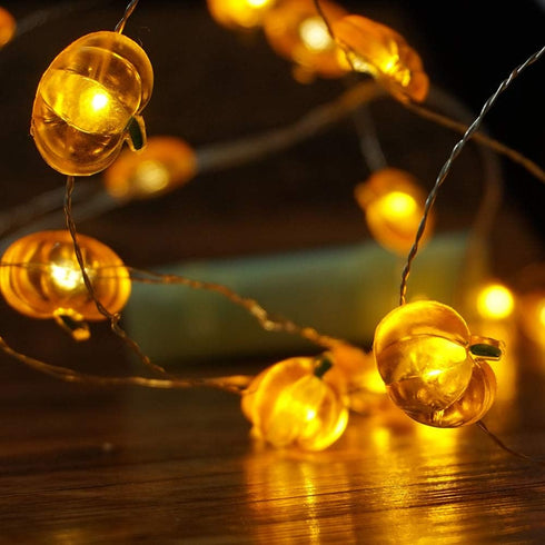 BOHON Pumpkin String Lights 10ft 40 LEDs Halloween Lights Battery Powered with Remote & Timer Decorative Lights for Thanksgiving Autumn Party Indo...