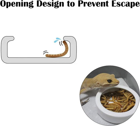 2 Pcs Reptile Food Bowl Ceramic Water Feeder Bowls Anti- Escape Mini Reptile Feeder for Lizard, Gecko etc, Round...