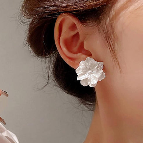 Boho Acrylic Flower Earrings White Flower Studs Earrings Vintage Flower Earrings Wedding White Flower Earrings Jewelry for Women...