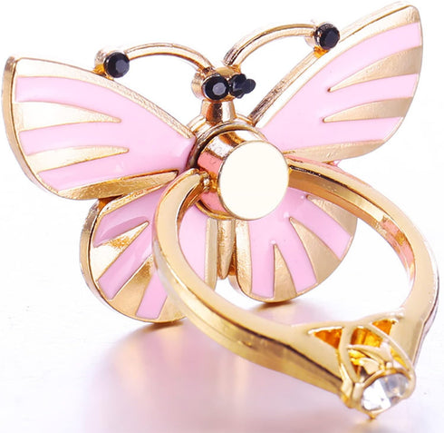 4 Pack Phone Ring Stand, Diamond Bling Butterfly Cell Phone Kickstand Grip, 360 Rotation Universal Multi Angle Metal Phone Ring Holder (2 Butterfl...