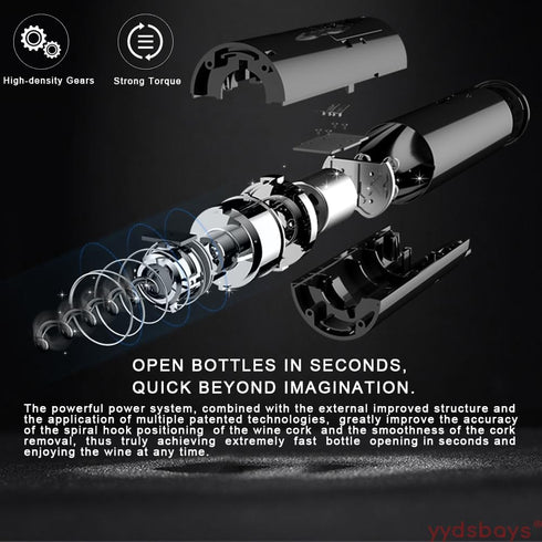 Electric Wine Bottle Opener Automatic Corkscrew Remover for Wine Lovers Gift Home Kitchen Party Bar Wedding (Black, Opener with Foil Cutter, Batte...