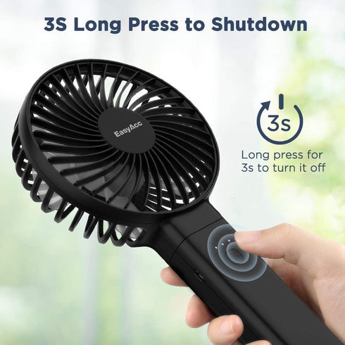 EasyAcc Handheld Fan, Mini Handheld Fan 2021 Upgraded Portable Battery Fan One Touch Power Off USB Desk Fan 3-17 Hours 4 Speeds Strong Winds Perso...