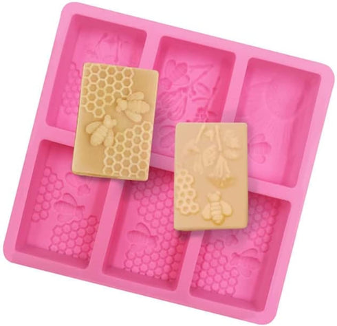 2Pcs Rectangle Bee Silicone Soap Molds, Honeycomb Molds for Chocolate Jelly Candy Homemade Craft Making...