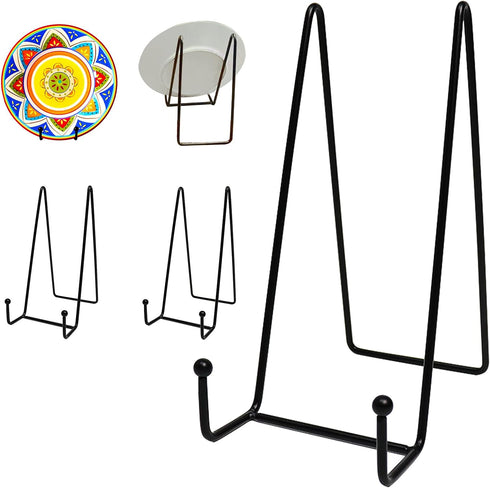 3 Pack 8 Inch Large Plate Stands for Display, Metal Black Plate Holder Display Stand, Book Display Stand for Book, Photo Easel, Decorative Plates...