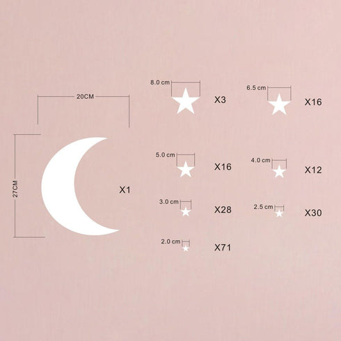 Moon and Stars Wall Decal Vinyl Sticker for Kids Boy Girls Baby Room Decoration Good Night Nursery Wall Decor Home House Bedroom Design YMX16 (Whi...