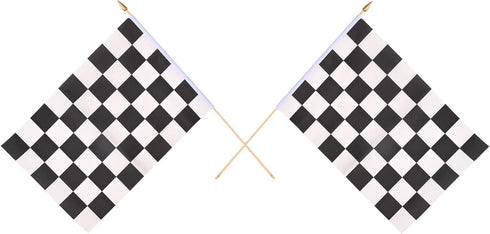 Beistle 12-Pack Black & White Checkered Rayon Flags, Finish Line Flags For Racing, Birthday Accessory for Monster Truck, Racecar Party, 11" x 18"...