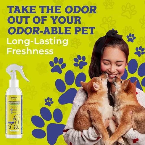 Pets Extra Strength Pet Deodorant & Odor Neutralizer | Naturally Derived Quick-Drying Deodorizer Spray for Dogs | Safe on Carpets & Furniture | Pe...