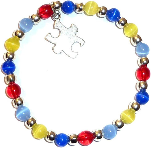 Hidden Hollow Beads Autism Awareness Bracelet, Adult size, Comes packaged...