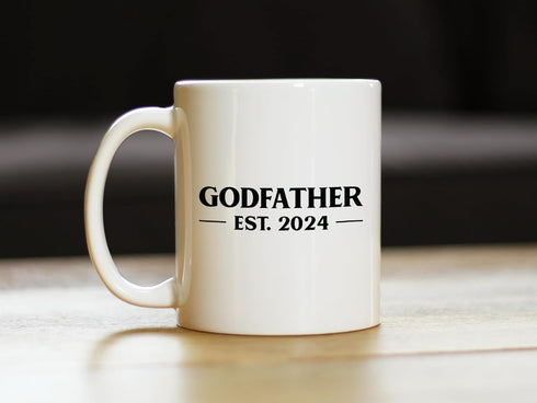 Godfather Est 2024 - New Godfather Coffee Mug Proposal Gift for First Time Godparents - Bold - 11oz White Ceramic Mug...