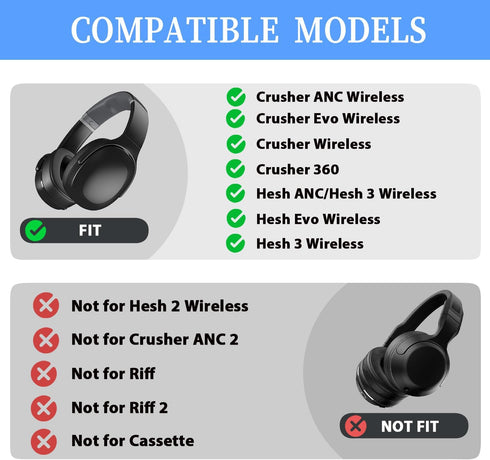 Adhiper Replacement Ear Pads for Skullcandy Crusher Wireless/Crusher ANC/Crusher Evo,Hesh ANC/Hesh Evo/Hesh 3,Venue ANC Headphone,Crusher Evo Cool...