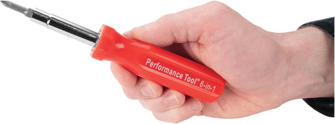 Performance Tool W975 6-in-1 Quick Change Screwdriver With Hex Torque Handle, Chrome Vanadium Steel...