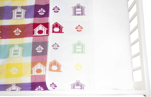 2-Layer Muslin Jacquard Cotton Swaddle Blanket, Unisex Receiving Swaddle Wrap, Privacy Throw, Soft 100% Cotton 80 x 100 cm, Sweet Home...