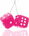 Zento Deals Pair of 3 inch Square Hot Pink Hanging Fuzzy Plush Dice with White Dots for Car Interior Cute Ornament Decoration Rear View Mirror Acc...