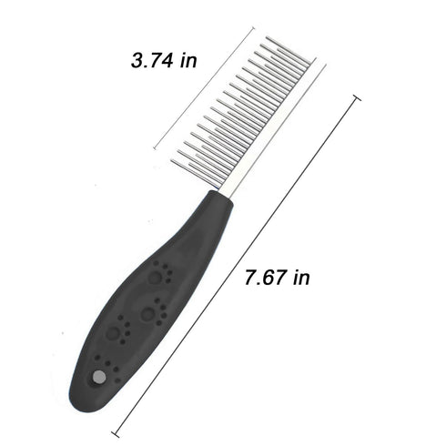 Dog or Cat Comb Grooming with Short and Long Teeth Dematting Knots Tangles Remover Combs Detangler Tool Suitable for Dogs Cats Poodle HorseStainle...