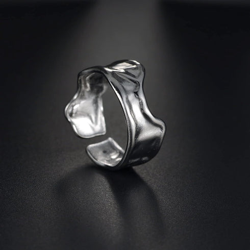 6 Pack Silver Midi Rings Stainless Steel Stackable Rings for Women Open Knuckle Rings Set Wide Irregular Finger Rings for Teen Girls Hug Geometric...