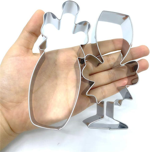 LILIAO Champagne and Champagne Glass with Ribbon Cookie Cutter for Wedding/Engagement - Stainless Steel...